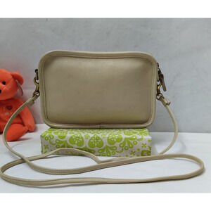 Coach Carnival Ivory Leather Zipper Crossbody Bag - Vintage #9925 Made in USA